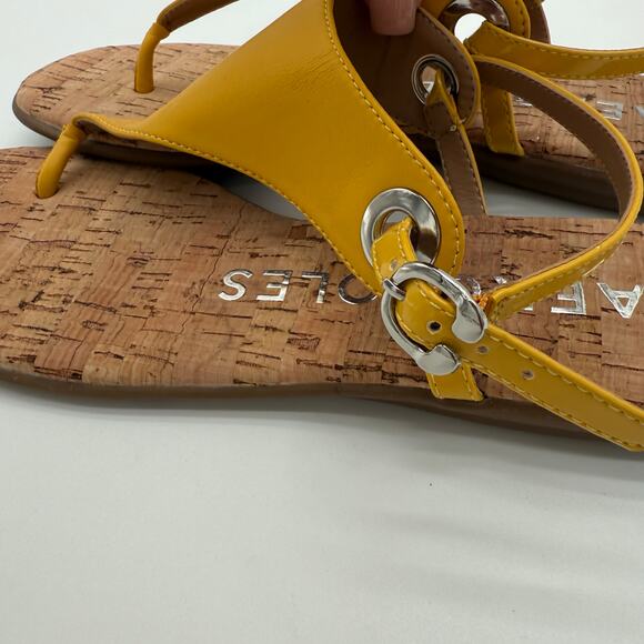 Aerosoles Conclusion Comfort Casual Cushion Cork Flat Yellow Thong Sandal NWOB 7 - Picture 3 of 7